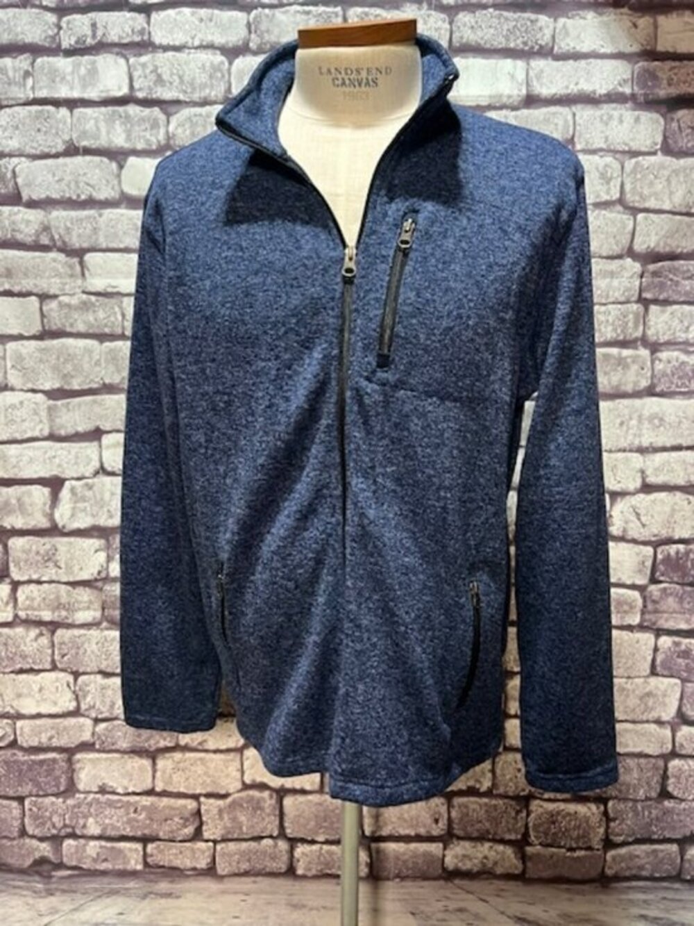 Sonoma Men's Blue Heathered Zip Up Jacket Size XXL